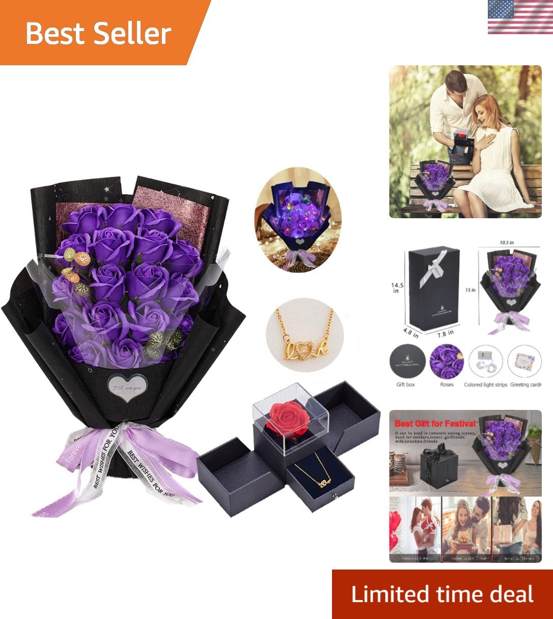 Scented Soap Flowers in Gift Box with Necklace – Ideal for Any Occasion