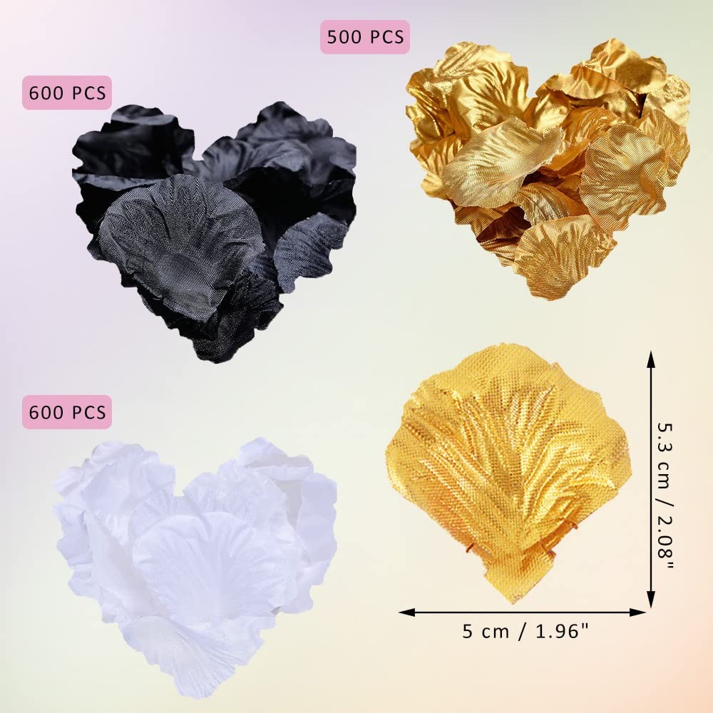 1700 PCS Silk Rose Petals Gold White Black Artificial Scatter Centerpiece