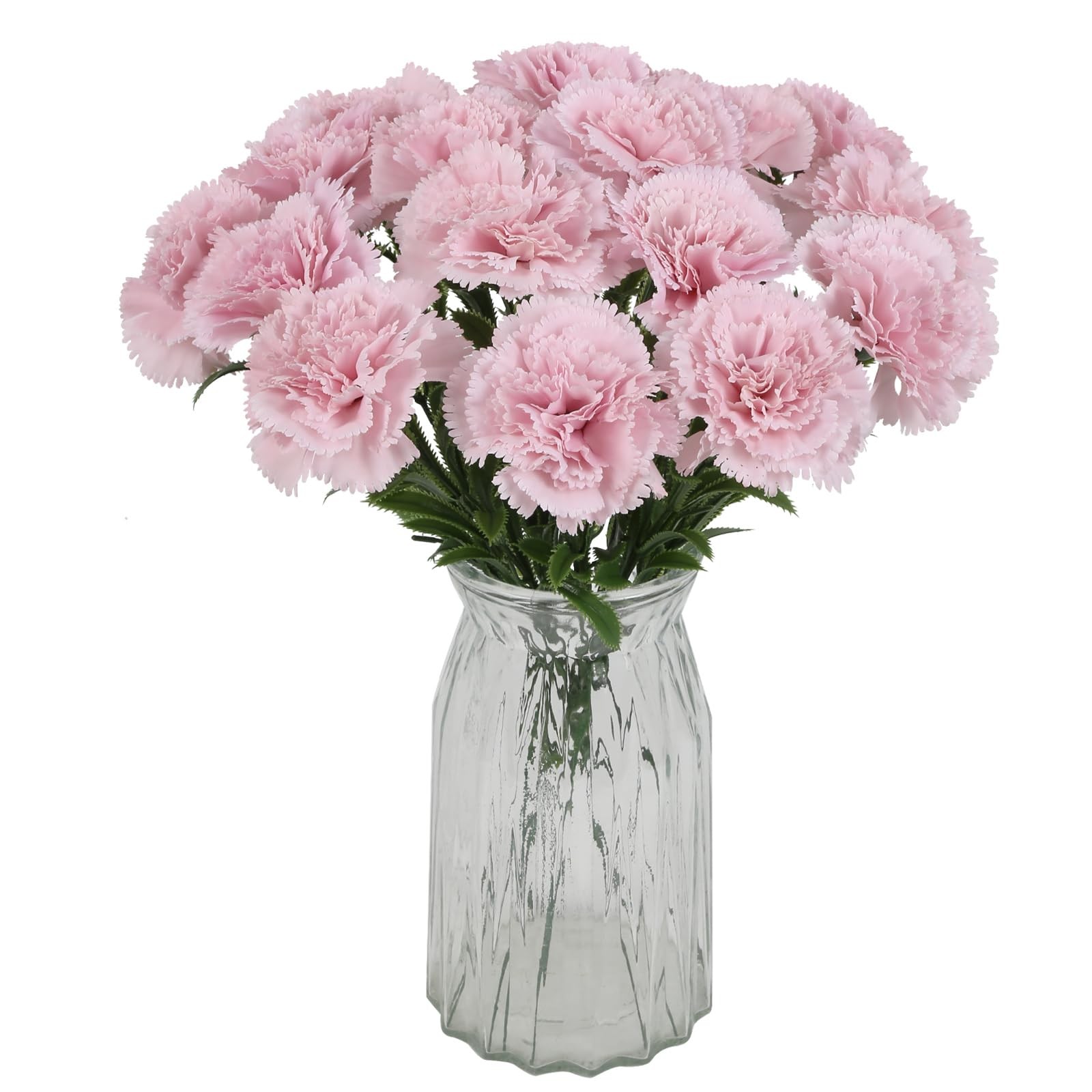 16PCS Pink Carnations Artificial Flowers 14.8” Fake Carnation Silk Flowers w…