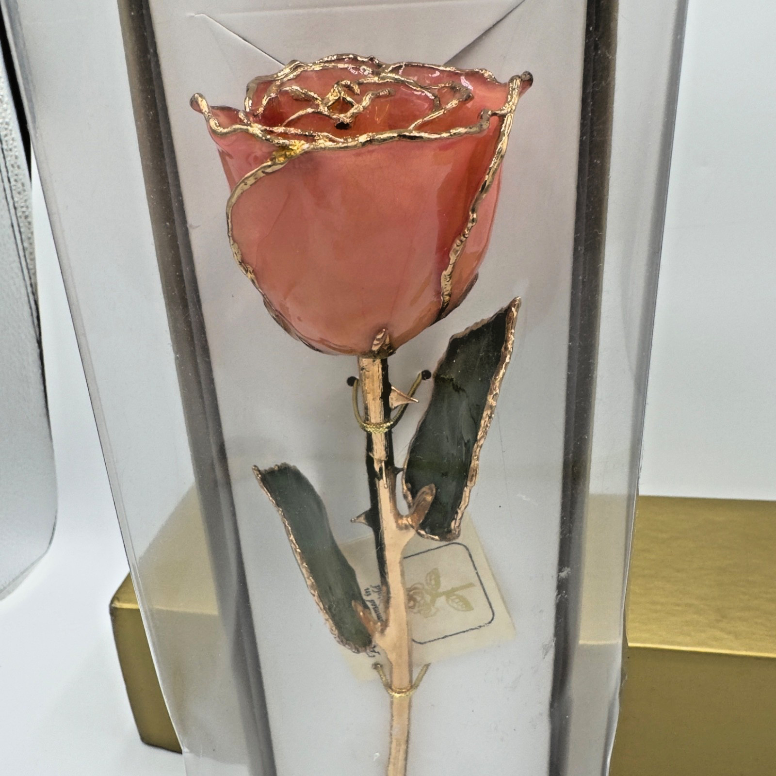 24K gold Dipped REAL Rose “Sunset” pink & orange The Original Since 1981