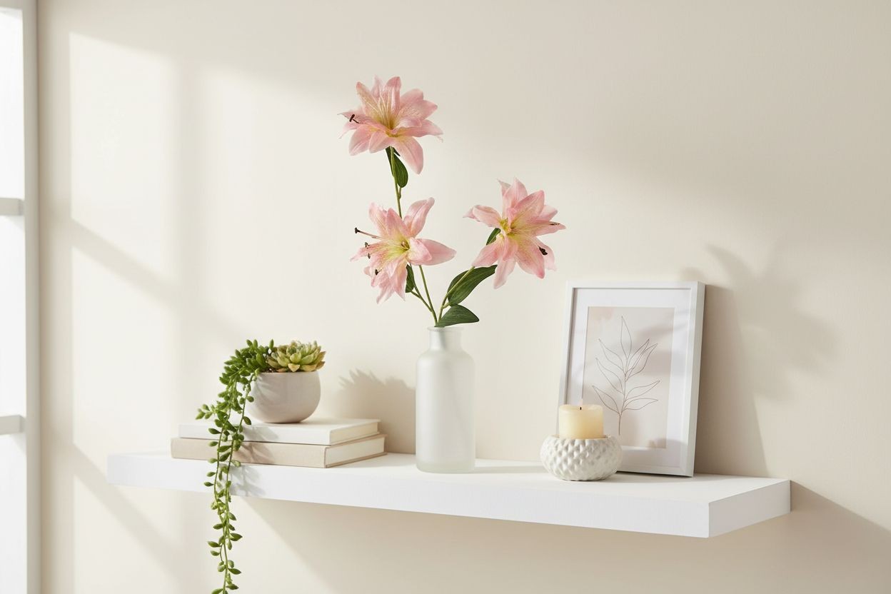 Luxury Artificial Blush Pink Lily Stem | Faux Lily Floral Decor | Romantic Botan