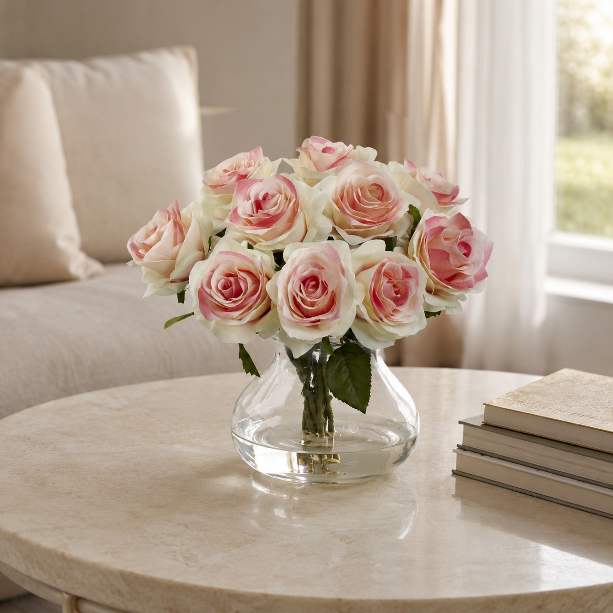 Rose Arrangement w/Vase Light Pink