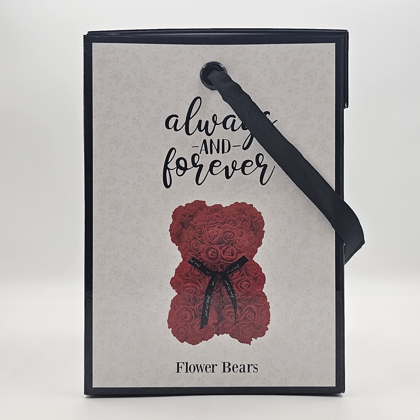 Always And Forever Faux Rose Flower Bear Figure Valentines Day Gift Maroon 9 in