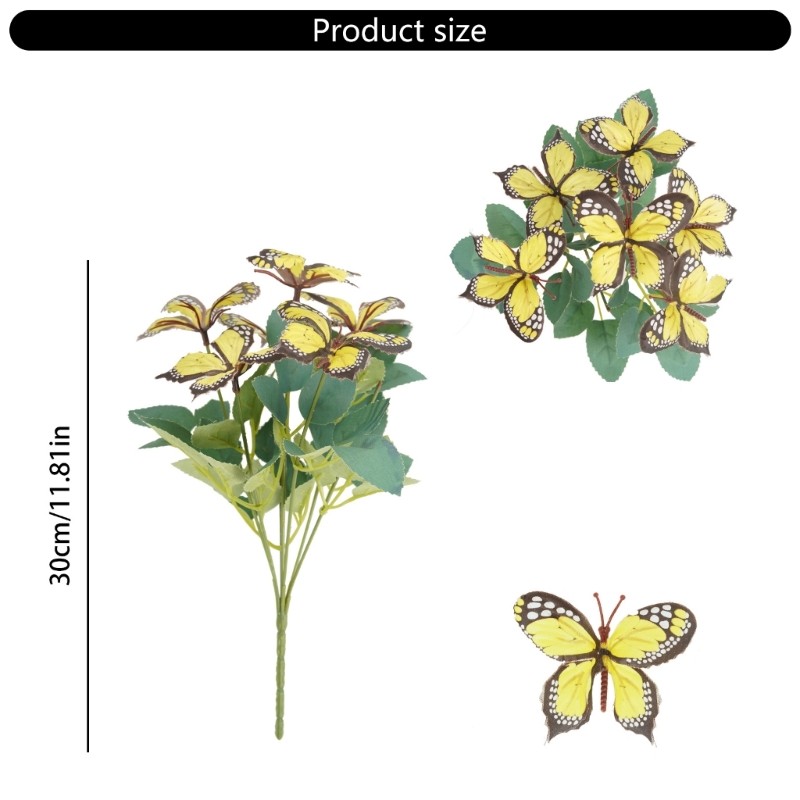 7 Head Artificial Butterfly Flowers Colorful Plastic Realistic Home Decors