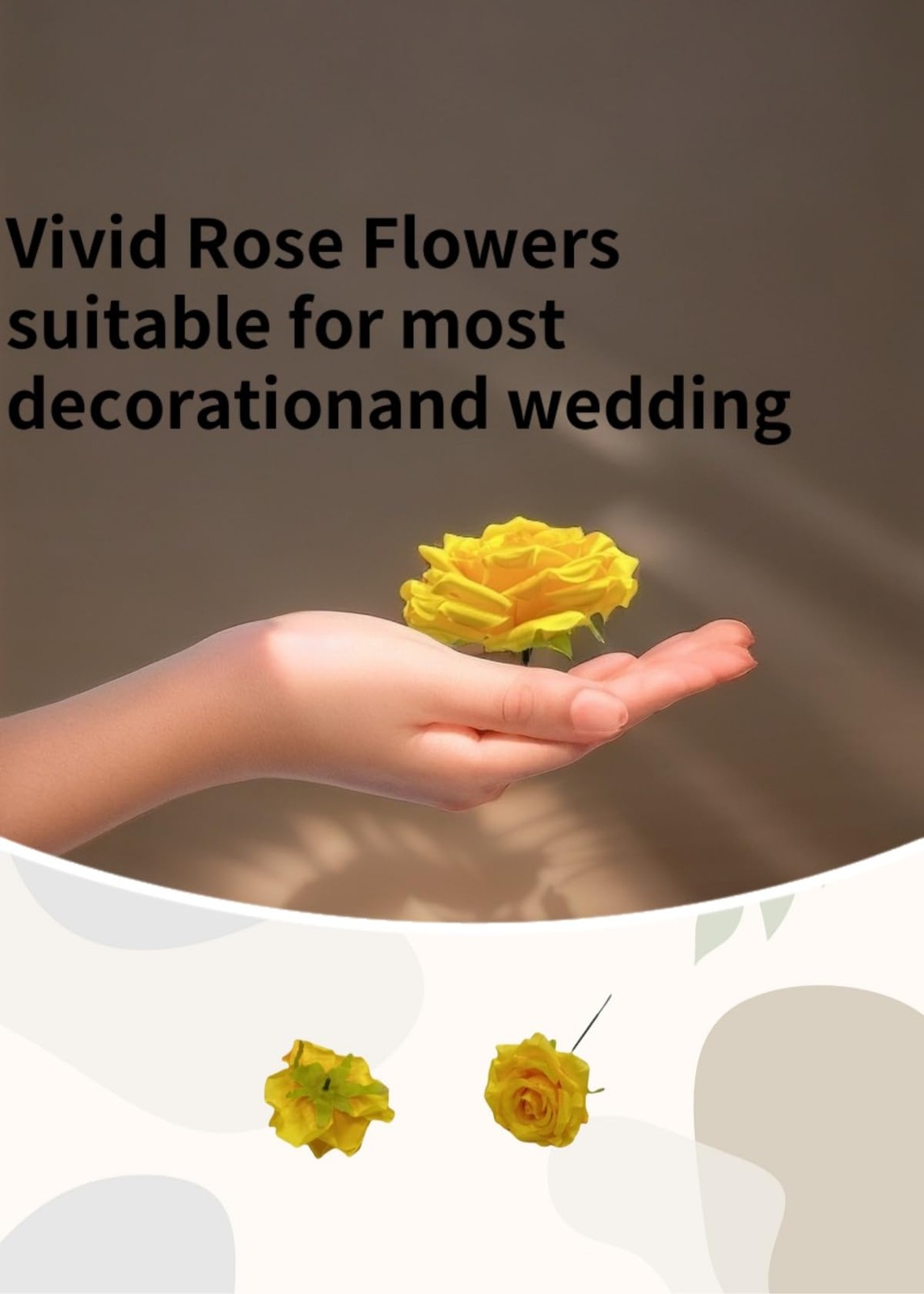 36 PCS Yellow Rose Heads Artificial Silk Flower Bulk 3.8 Inch for Crafts