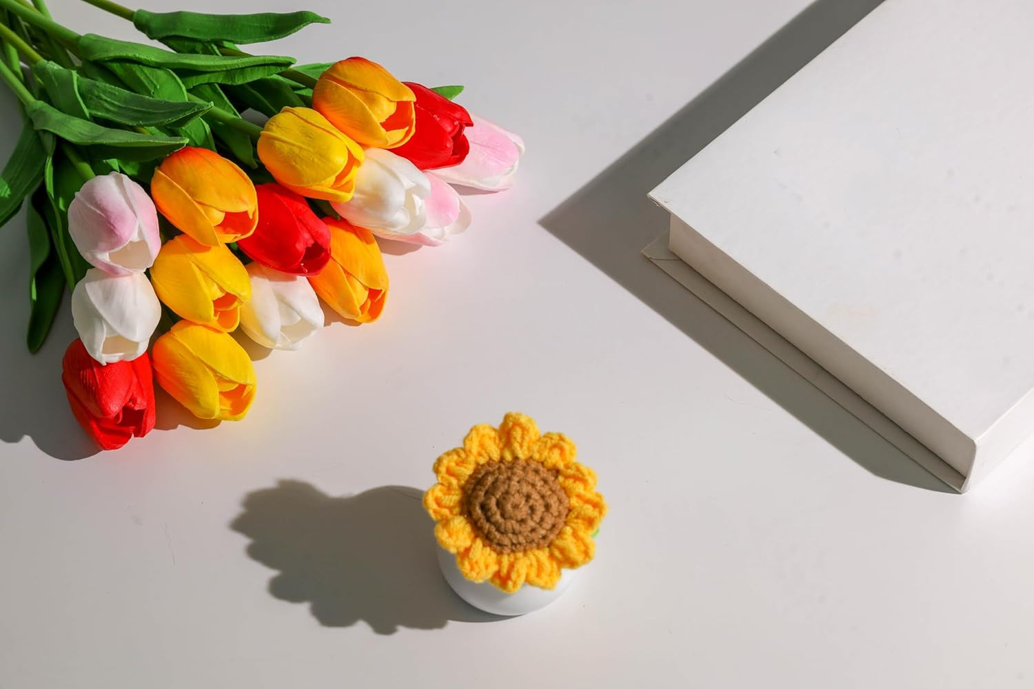 Fake Tulips 15Pcs Real Touch PU Artificial Flower Assorted Colors | for Spring K