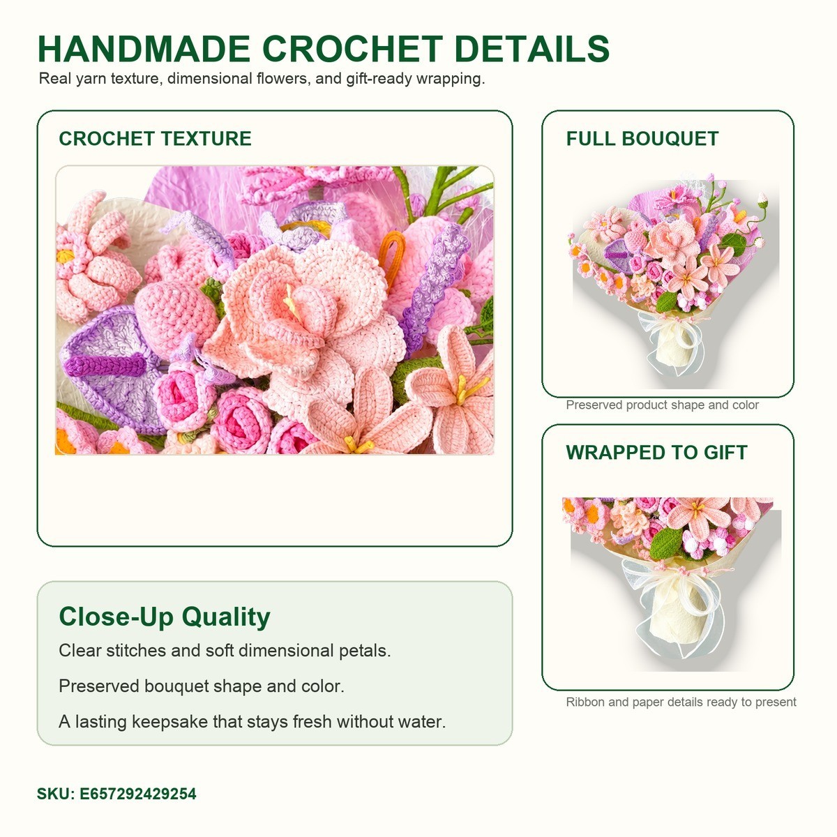 Large Blush Crochet Bouquet Wedding Centerpiece Anniversary Gift