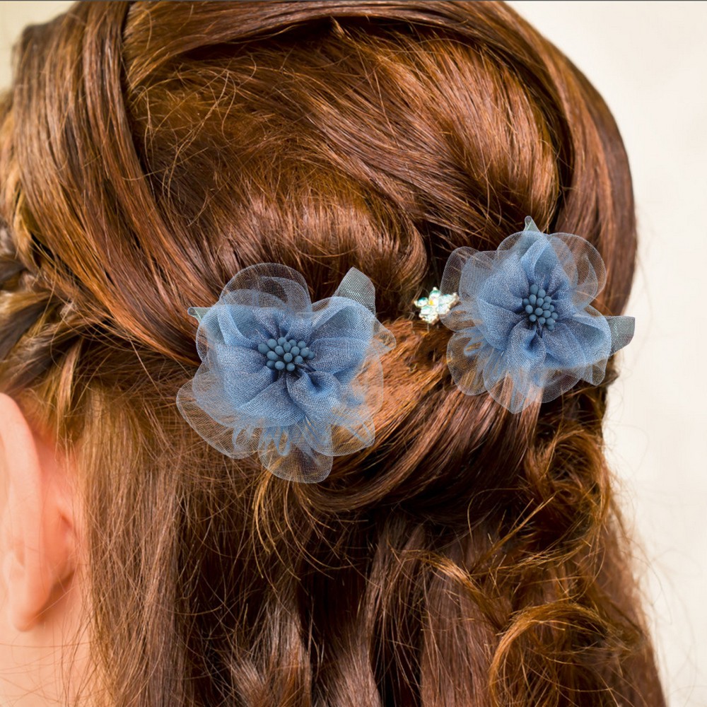 10 Pcs Handmade Flower Accessories Artificial Head Mesh Flowers Decorative