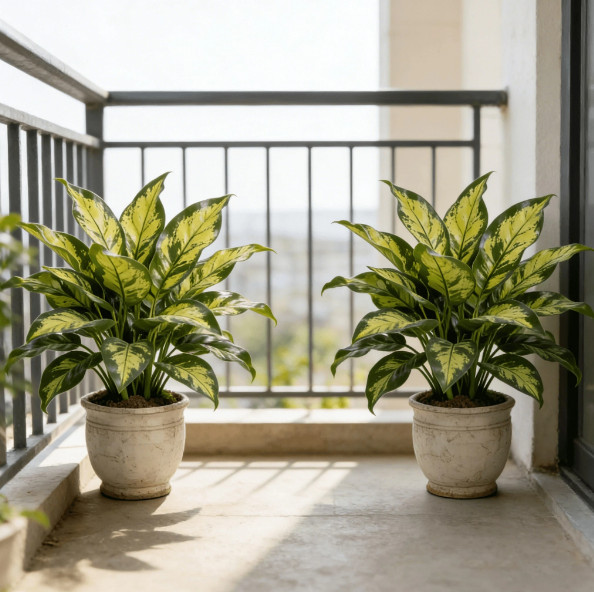 2pcs Artificial Tropical Plant Tree UV Resistant Indoor Outdoor Faux Green Decor