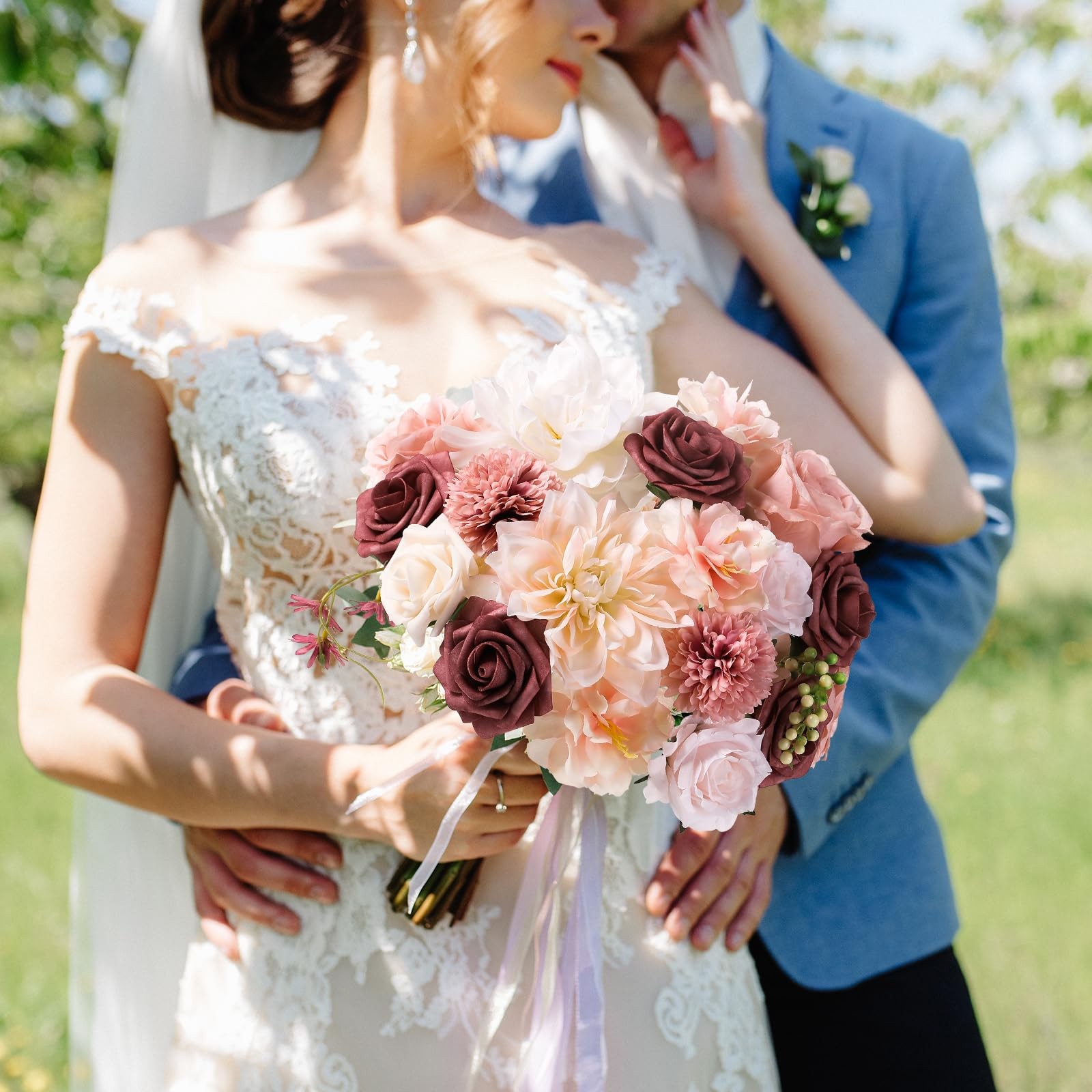 Garisey Artificial Flowers Combo, Mix Silk Flowers Roses, Peonies, Dahlias wi…