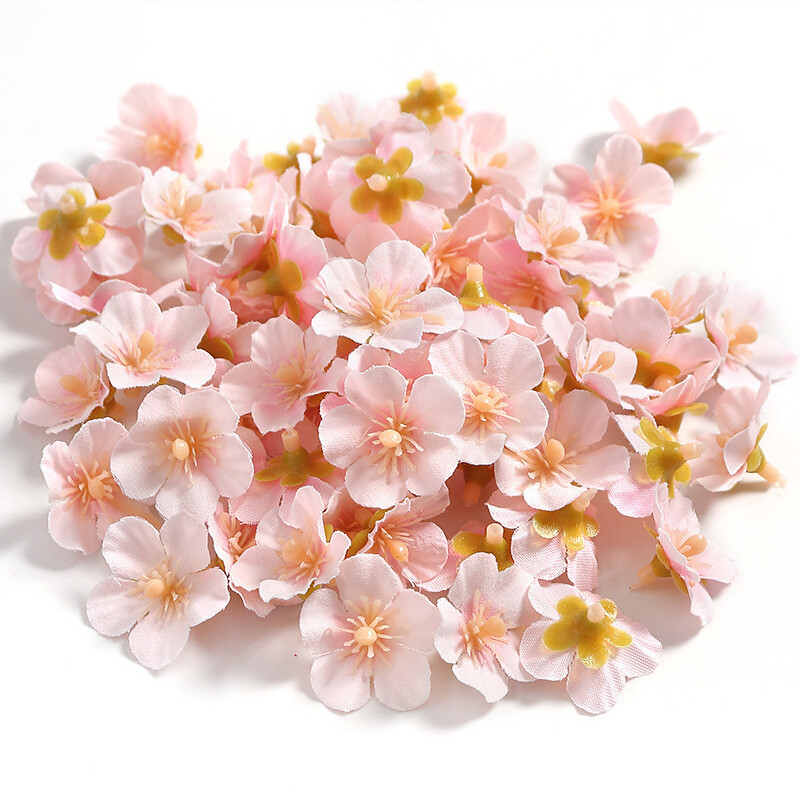 Peach Blossom Petals Artificial Cherry Blossom Flowers Heads for Decor 50Pc