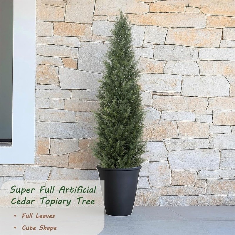 UV Resistant Cedar Topiary Tree Artificial Plant Outdoor Decorative Stable Pot