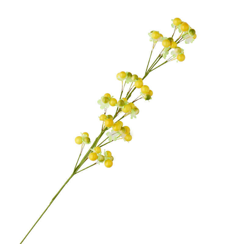 Factory Direct Craft Yellow and Green Artificial Flowering Berry Sprays
