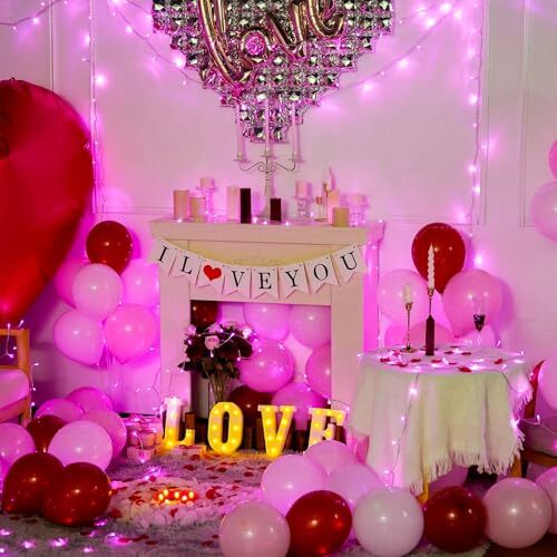 Pink Mini Christmas String Lights, 33 Feet 100 LED Plug Pink LED String Lights