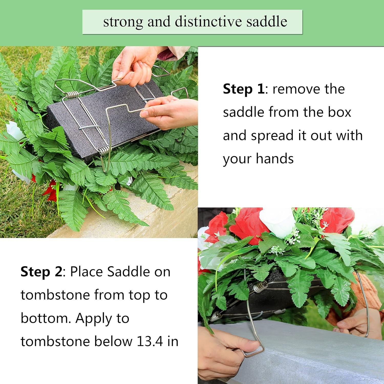 Artificial Cemetery Flower-Outdoor Grave Saddle Headstone Decorations,Pink an…