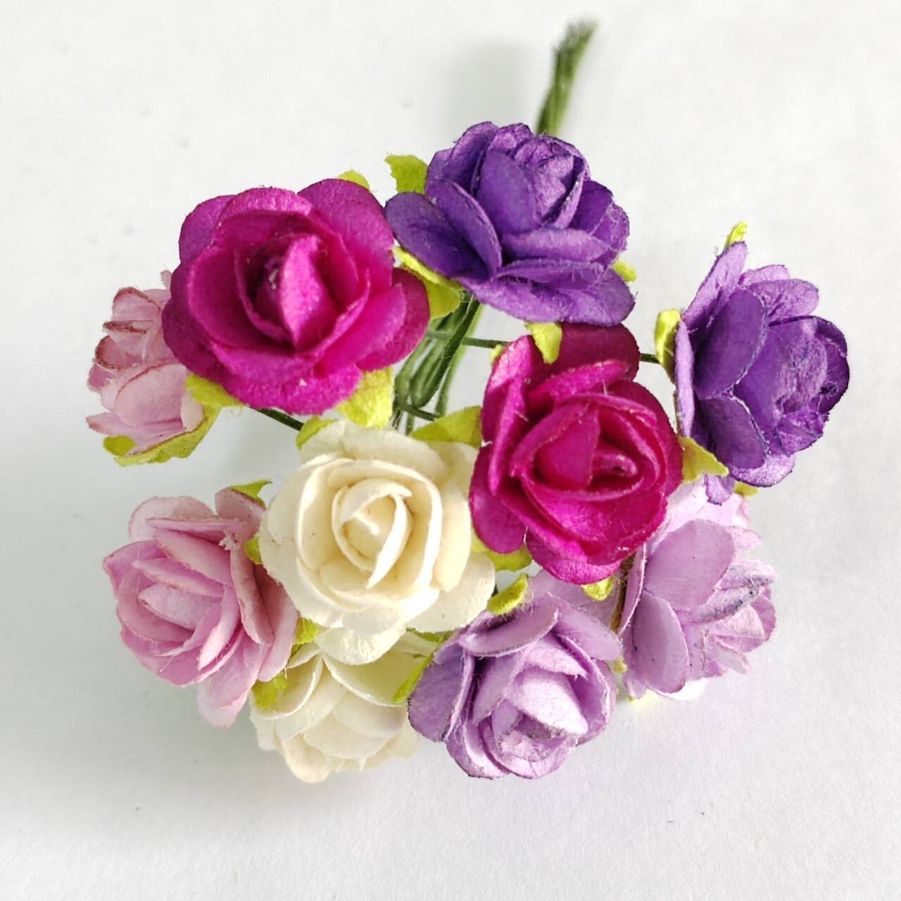 100 (White-Purple tone) Artificial Flowers Rose Flower Paper Flower size 15-17mm