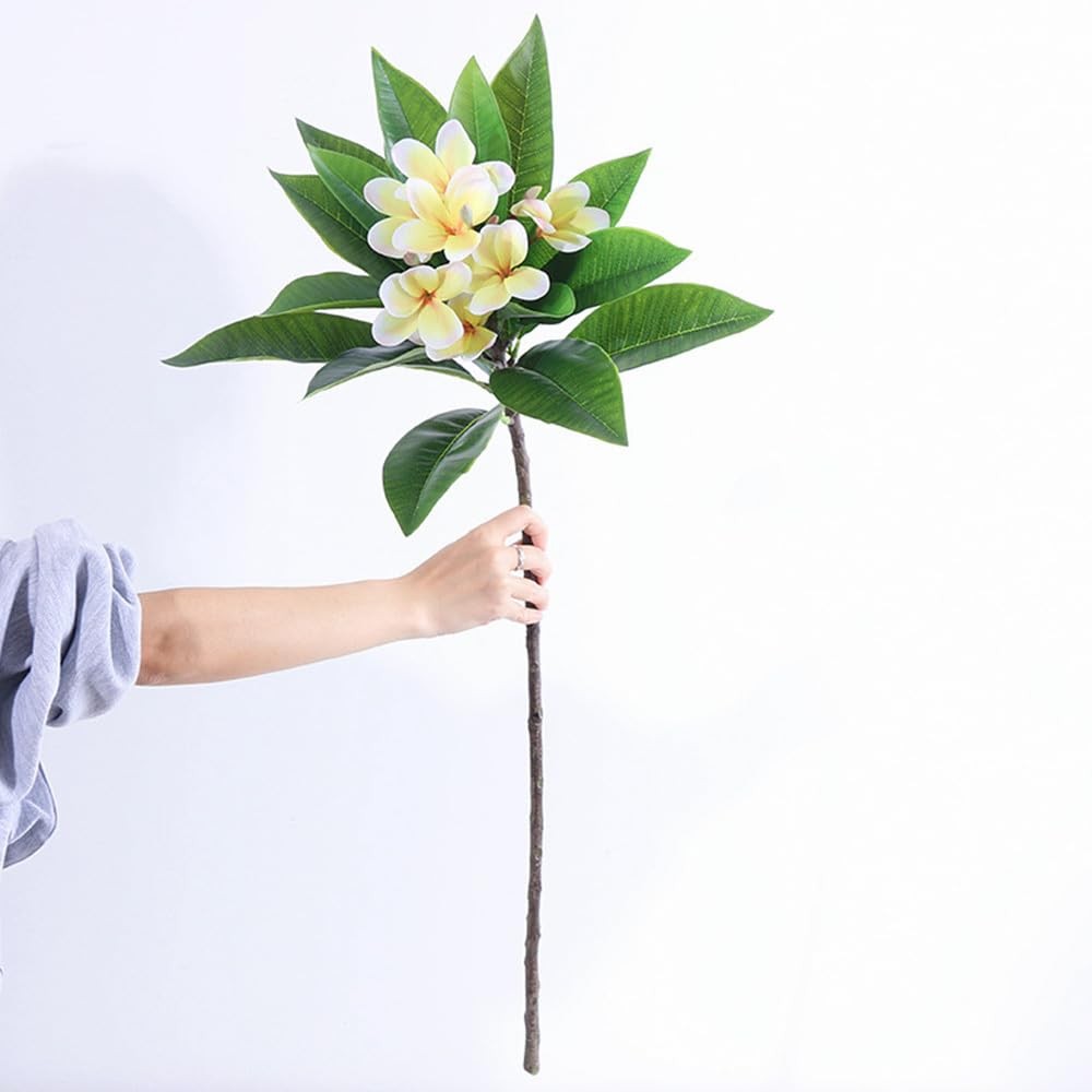 35.5 Inch Artificial Flowers Artificial Frangipani Flower 2 Stems Lifelike Re…