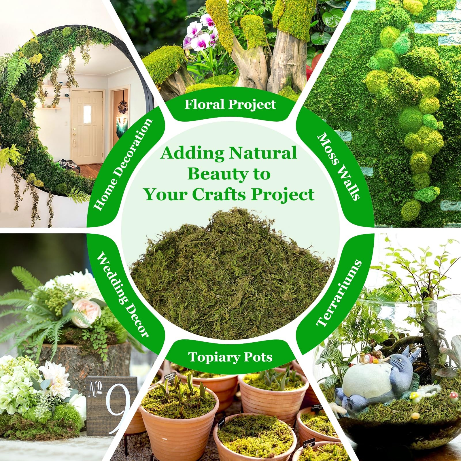 7OZ Artificial Fake Moss Premium Faux Craft Plant Fresh Forest Green Decor