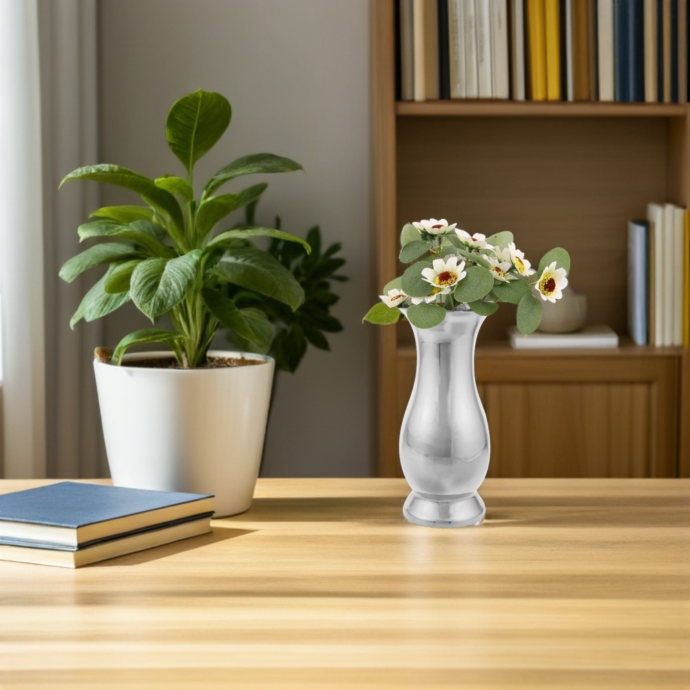 Stainless Steel Vase: Decorative Flower Container – Minimalist Desktop Vase For