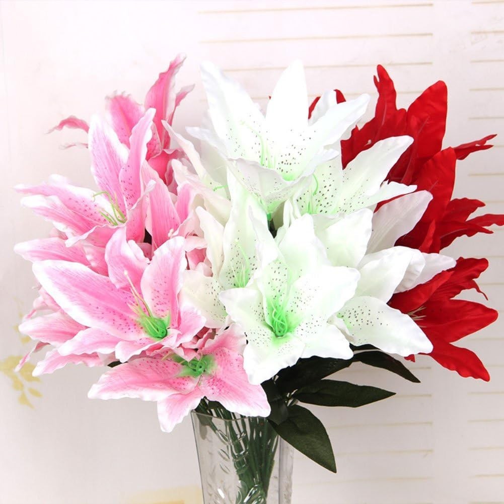 Stylish 10-Head Purple Fake Lily Arrangement – Perfect for Home & Wedding Use