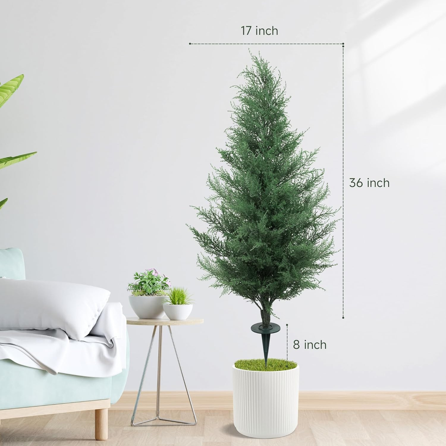 36″ UV Protected Artificial Cedar Tree with Lights for Outdoor Decor