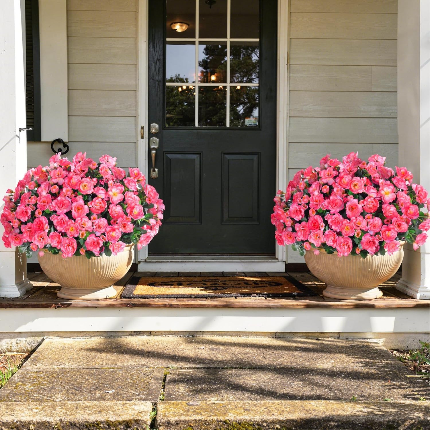 Artificial Faux Flowers Plants for Outdoor outside Spring Decoration, Fake Silk