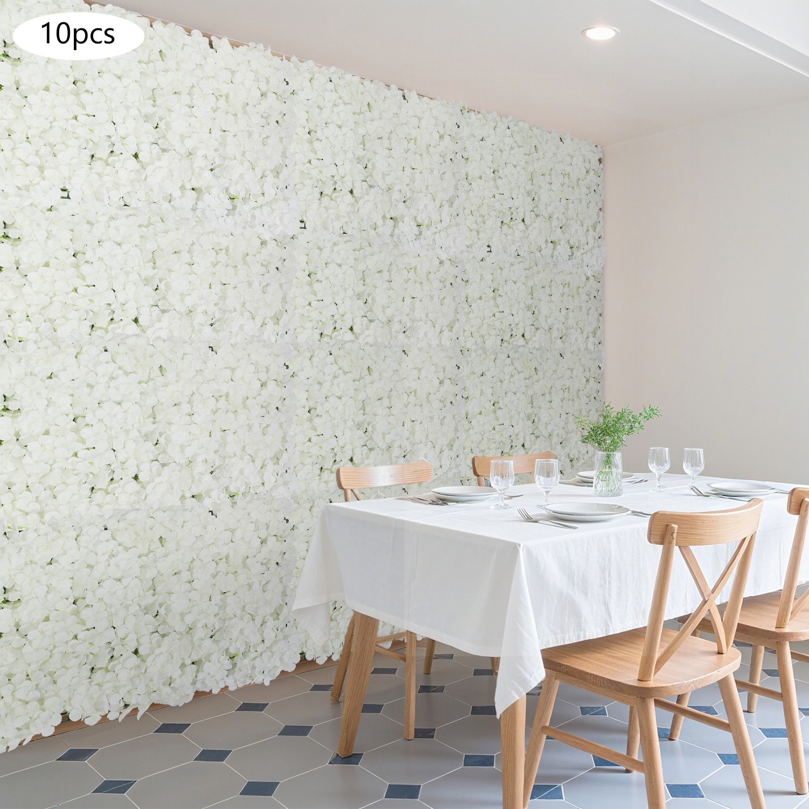 10 PCS Flower Wall Panel 24″ x 16″ Decorative Hydrangea Flower Panels Wall