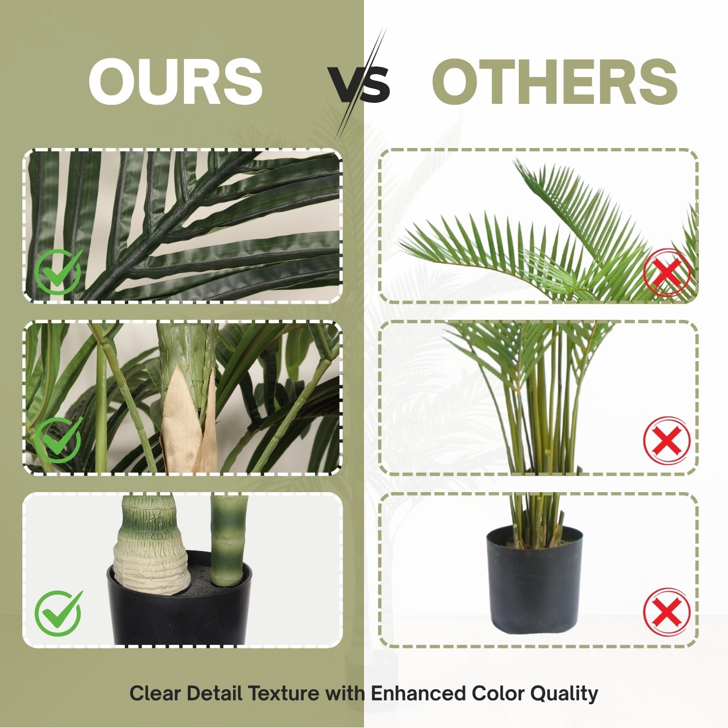 6FT Artificial Golden Cane Palm Tree with Nursery Pot, Flexible Branches Decor