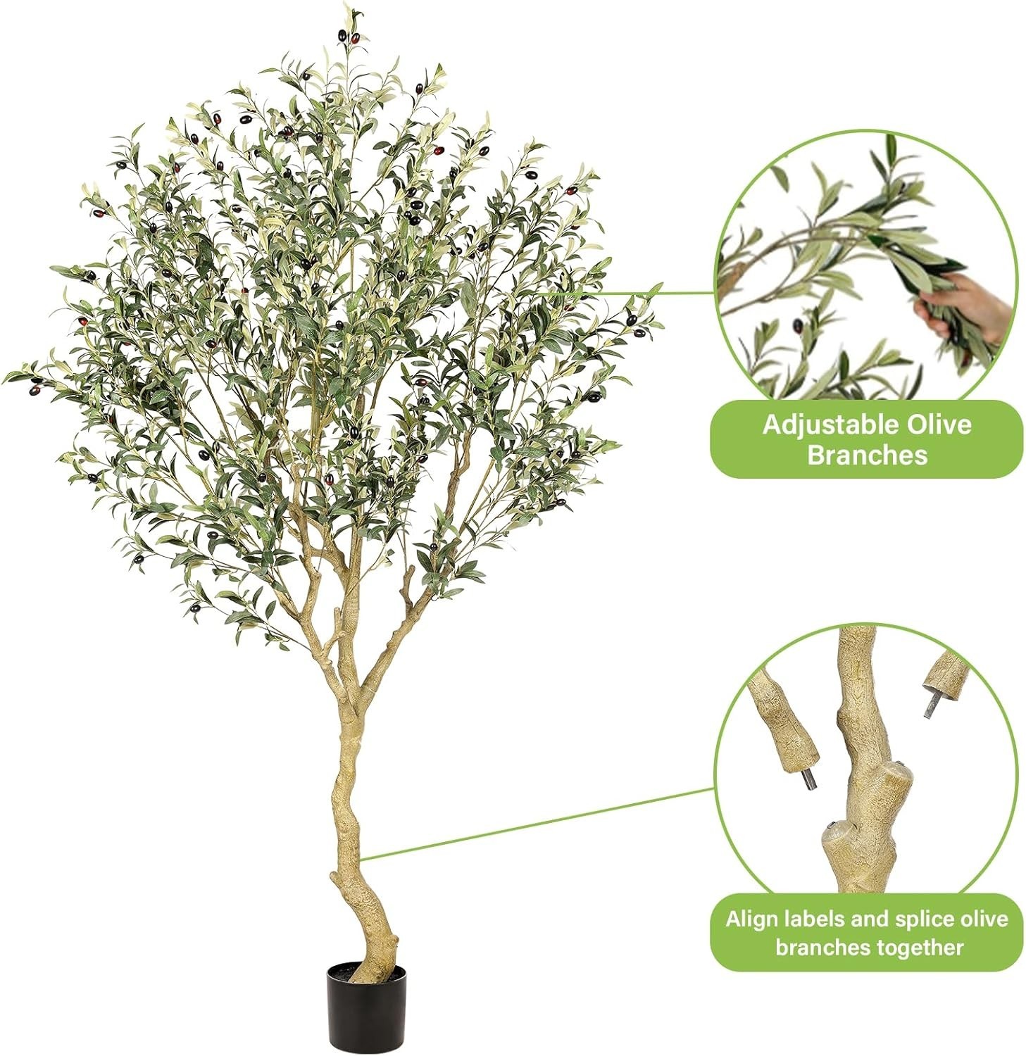 NEW 6/7FT Olive Trees Artificial Indoor – Tall Faux Olive Tree 6/7 Feet with Rea