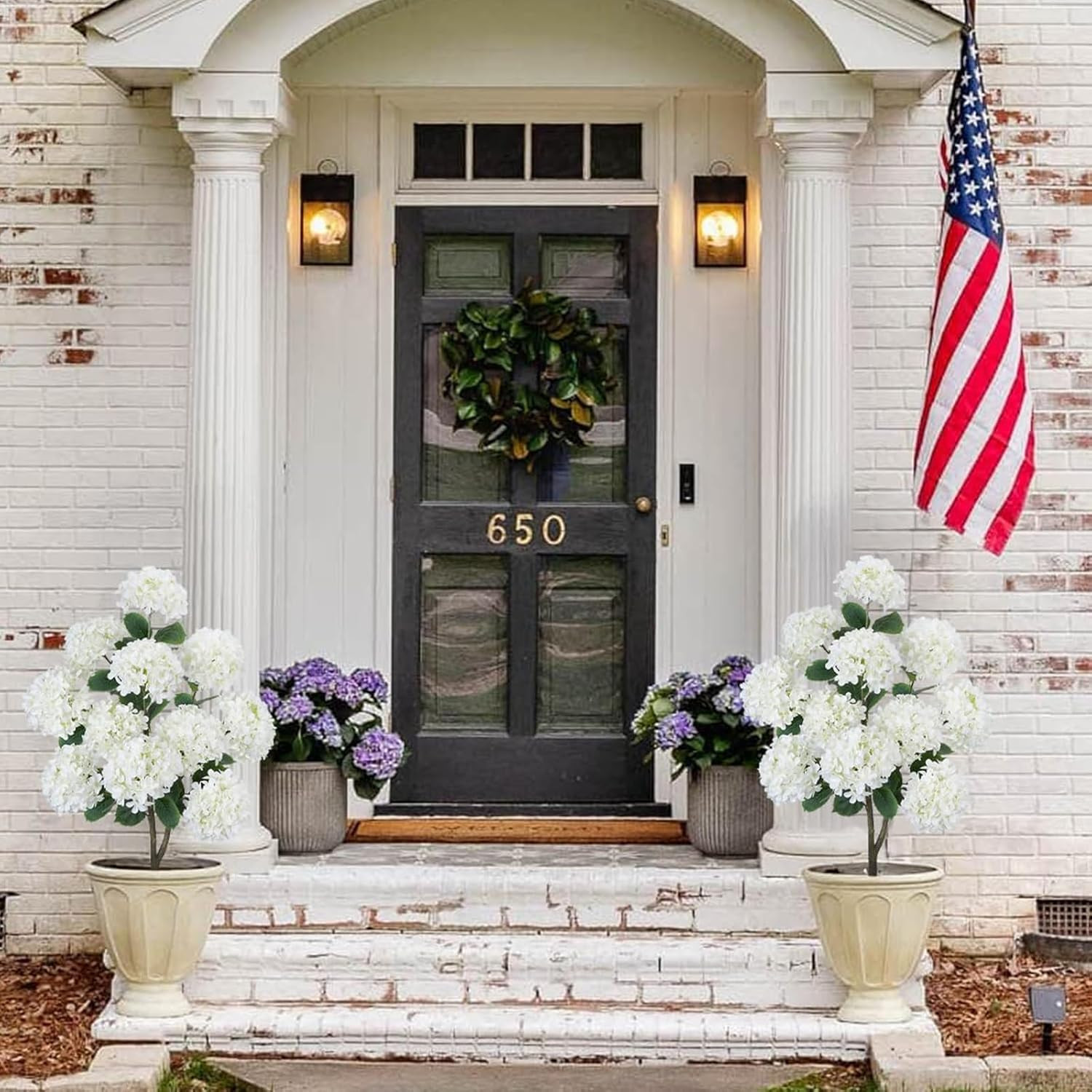 2 Pack 3.5FT White Artificial Hydrangea Trees for Outdoor Decor