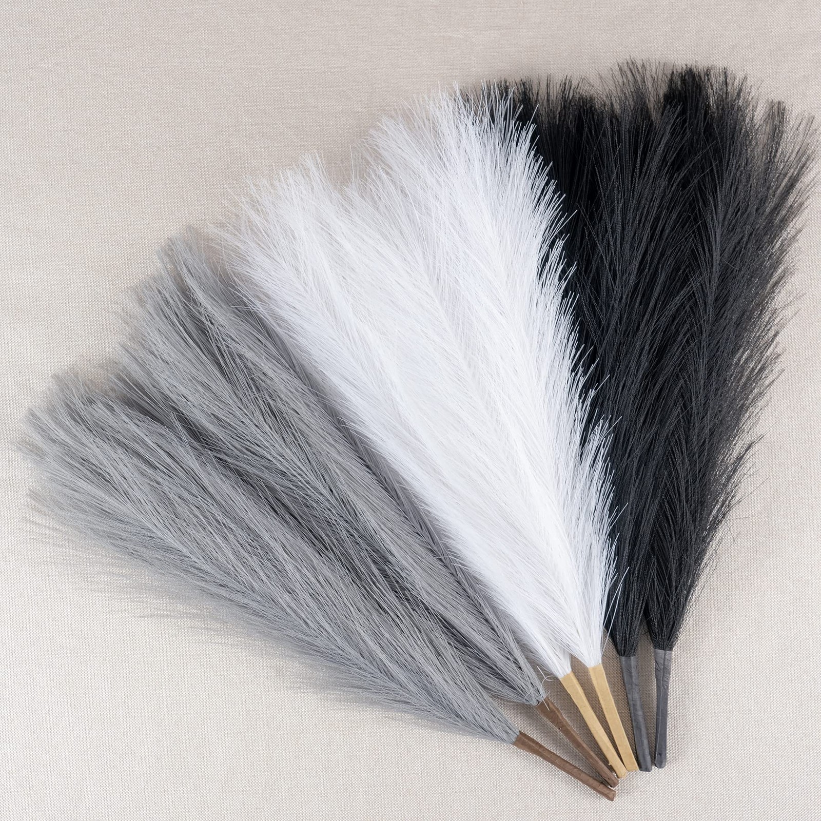 Faux Pampas Grass Decor, 18″/45cm Artificial Pampas Grass Fluffy 6 Stem pompo…
