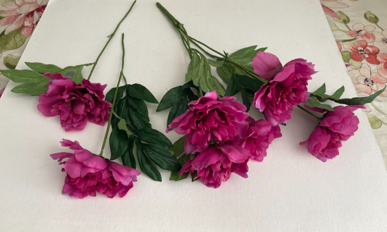 Purple Rose Peony, Faux Silk Floral Spray Bush, Artificial Bouquet, 20″ Height