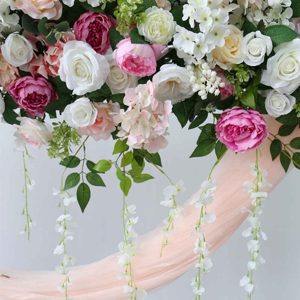 100cm Artificial Rose Flower Row Wedding Arch Stage Wall Background Decoration