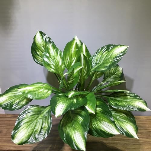 2Pcs 19″ Large Faux Hosta Plants – Artificial Perennial Cordyline for Home Garde