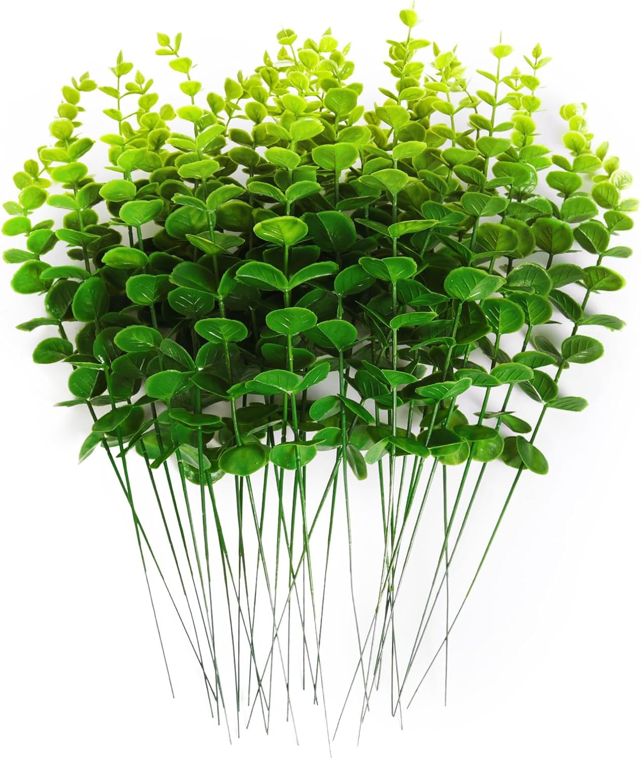 36PCS Eucalyptus Leaves Stems 15Inch Artificial Green Leaf Branches Plant Bundle