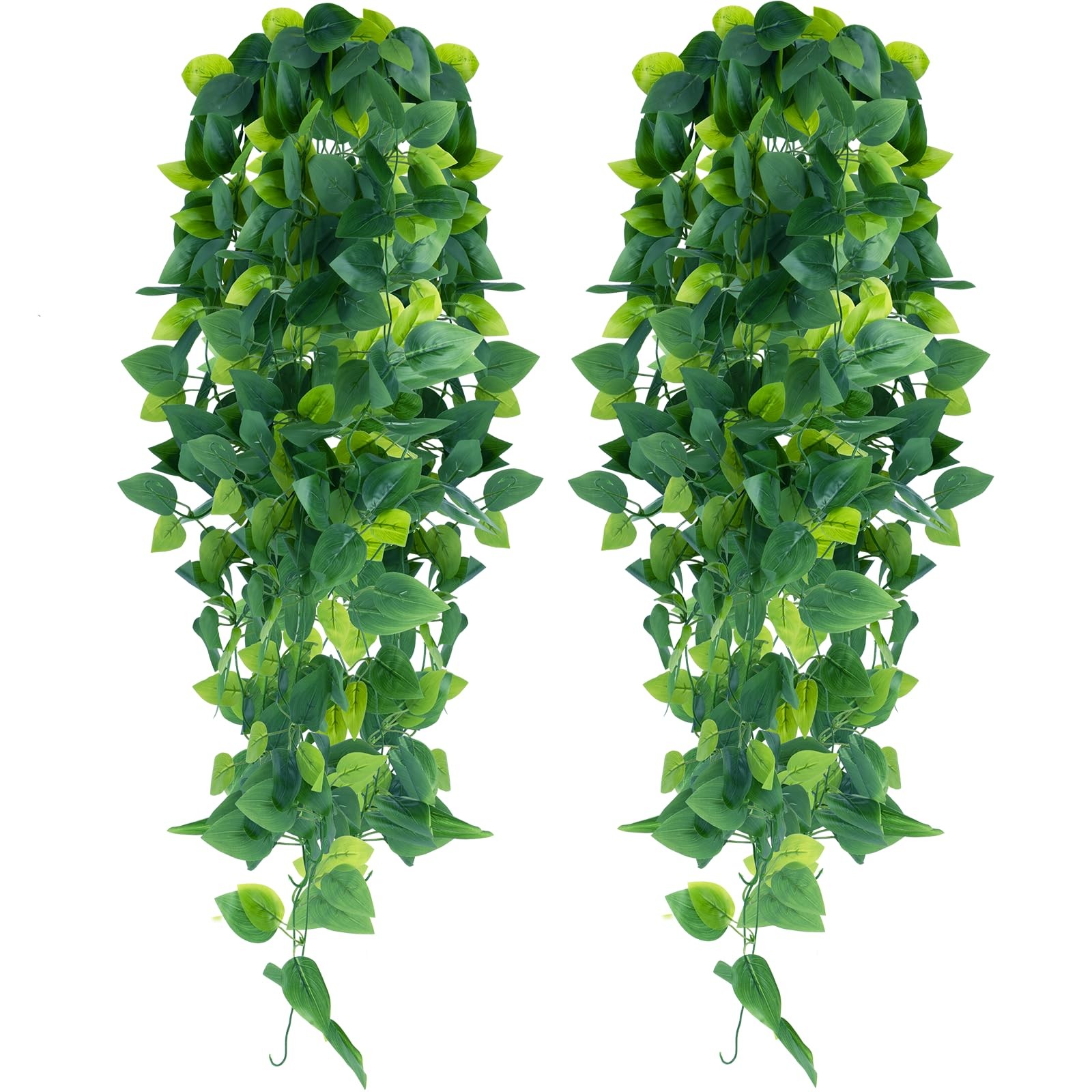 Beksodi 2pcs Artificial Hanging Plants, 3.6FT Fake Hanging Plants, Faux Potho…