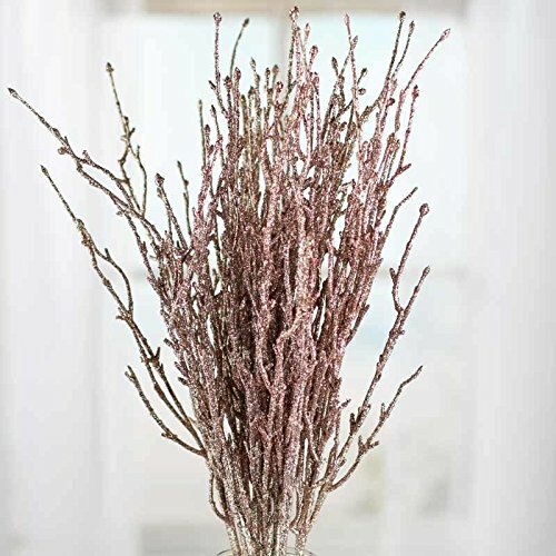 Factory Direct Craft Group of 12 Glitzy Rose Gold Glitter Twig Embellishing