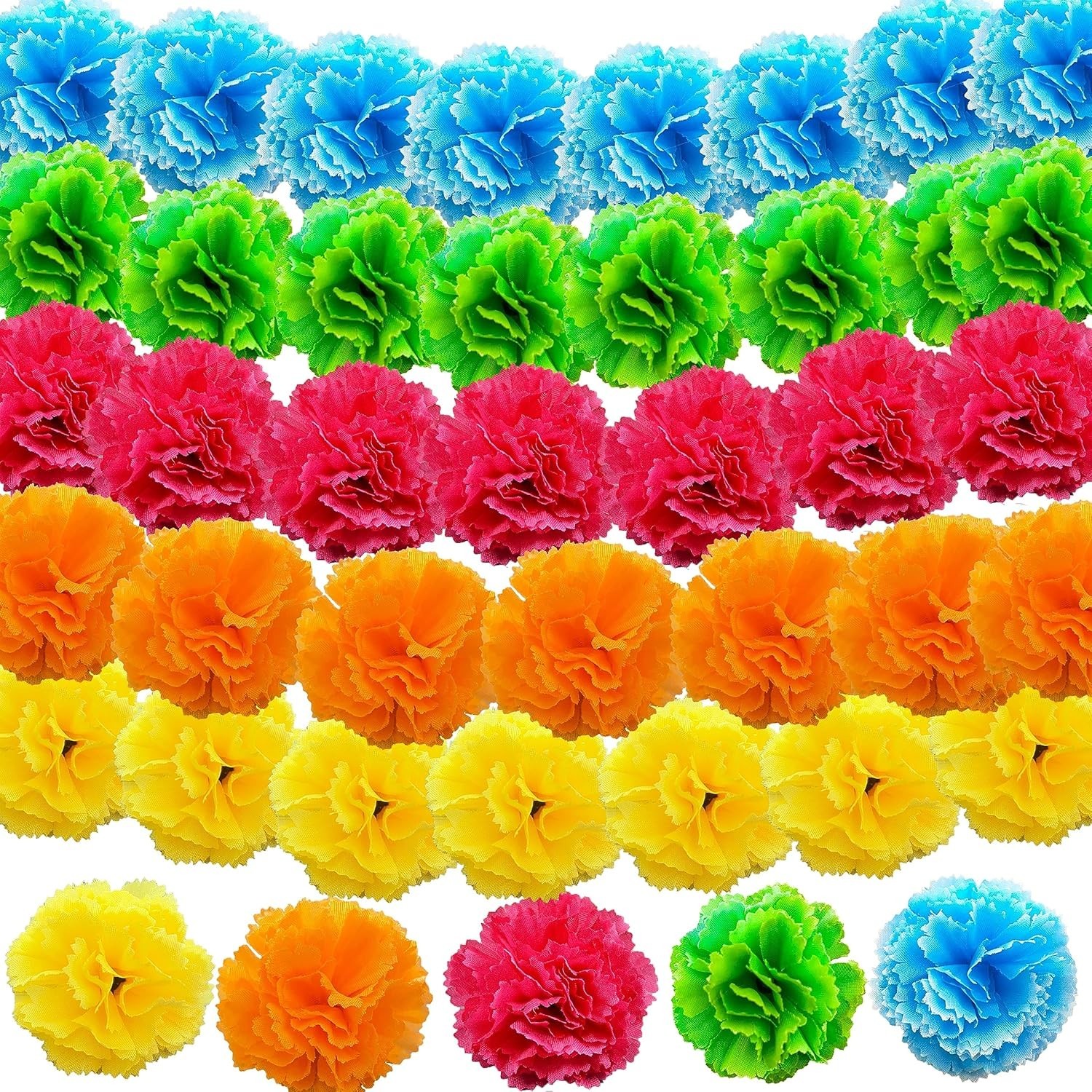 50 pcs Mixed Color Marigold Heads – Ideal for Celebratory & Crafting Events