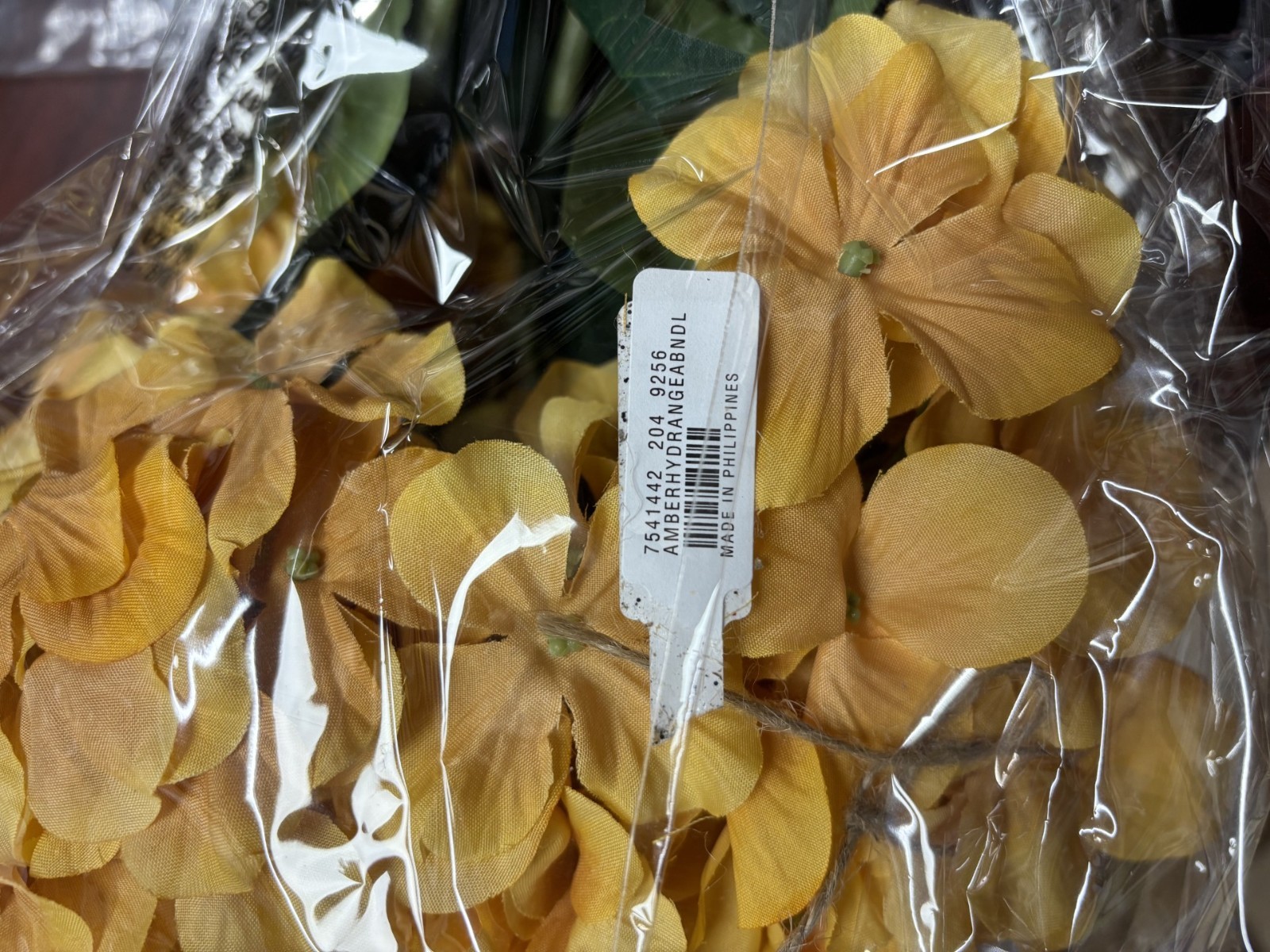 NEW Pottery Barn Faux Gold Amber Hydrangea Flowers Bunch Bundle Stems Decor NWT