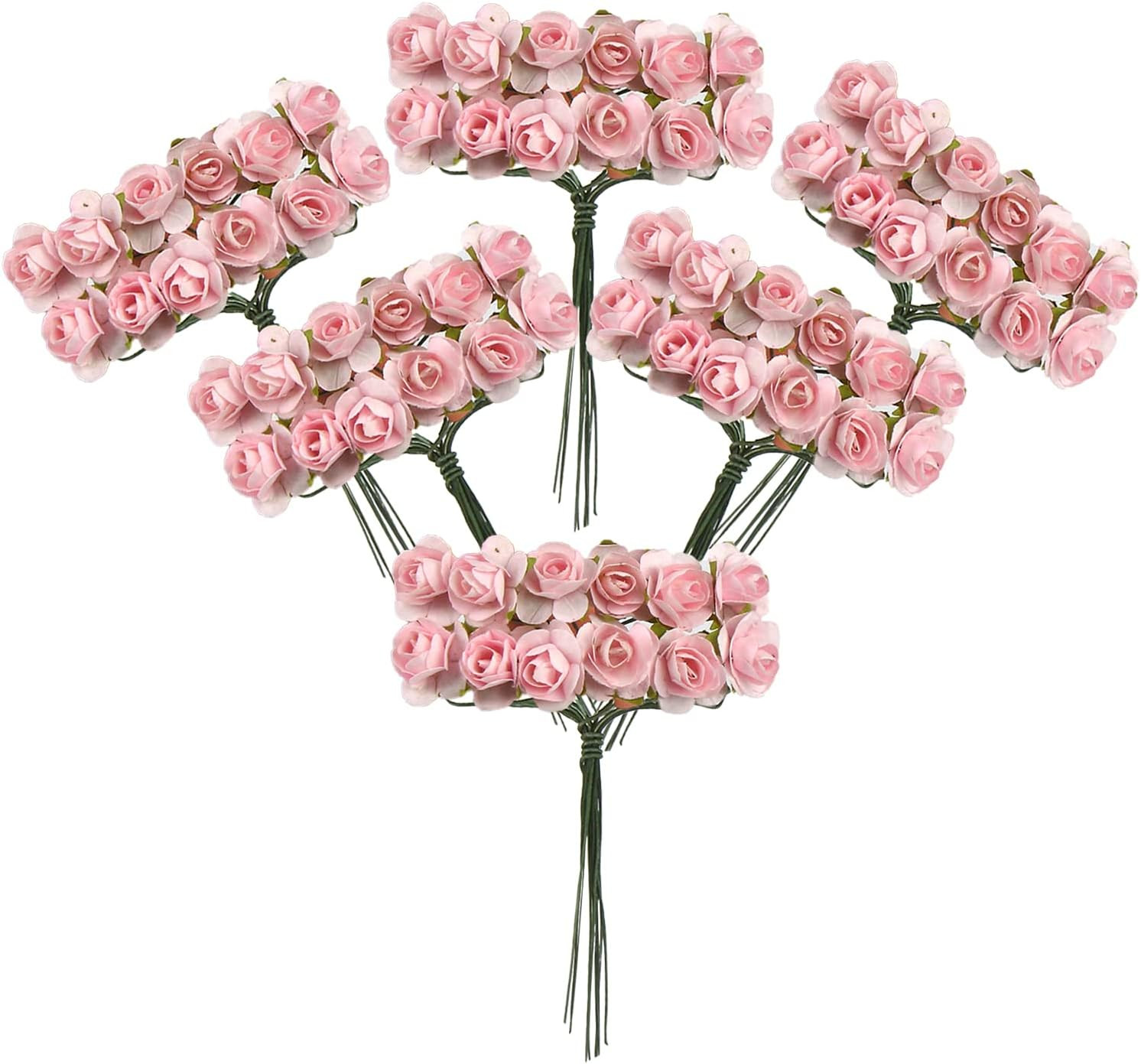 120 Pcs Mini Paper Flowers,Mulberry Paper 1/2″ Artificial Rose Flower