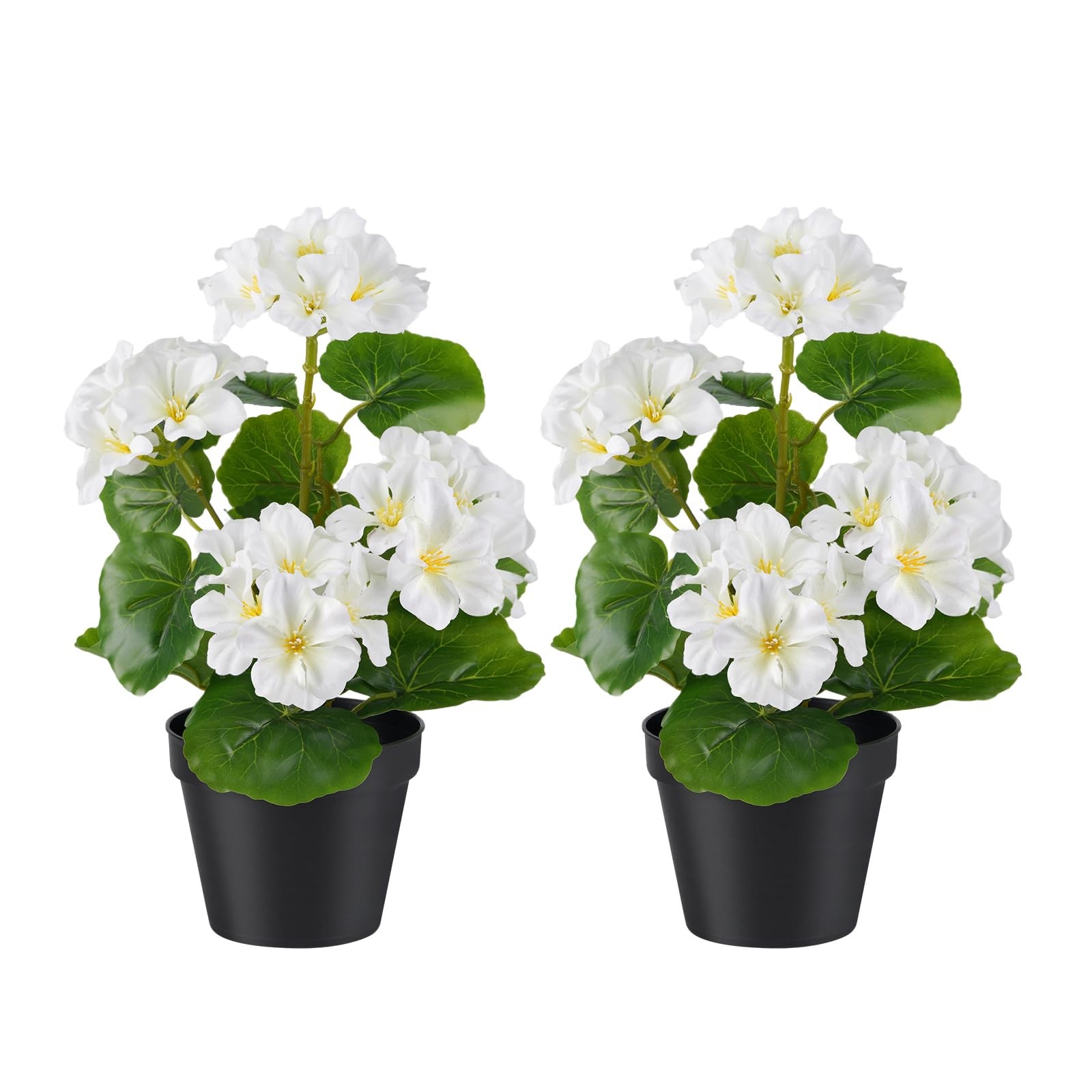 2 Pack Artificial Geranium Flowers in Pot Small 13 Inch Fake Plants Spring Su…