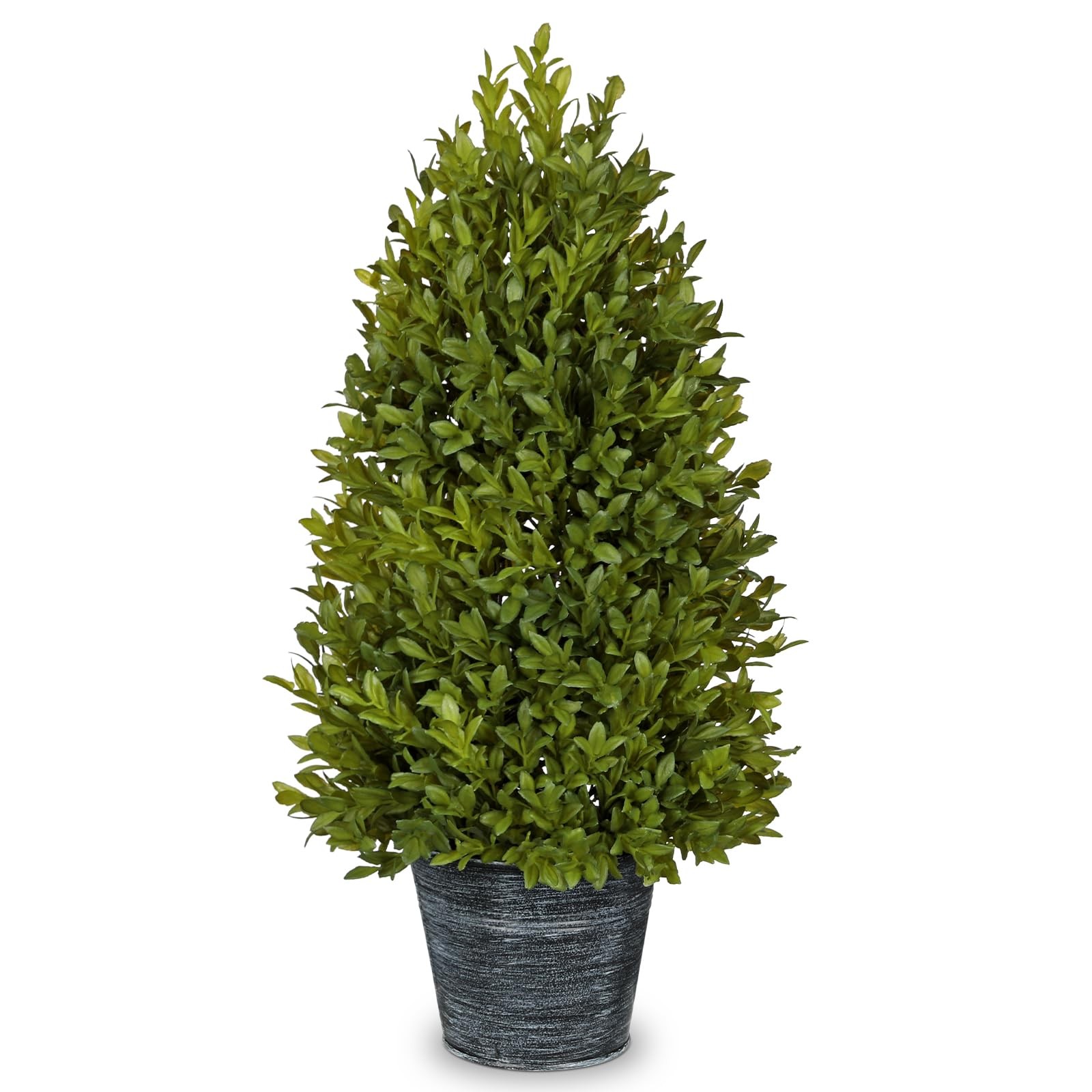 Artificial Boxwood Cone Topiary Tree, 18″ Small Fake Plant Faux Potted Plant …