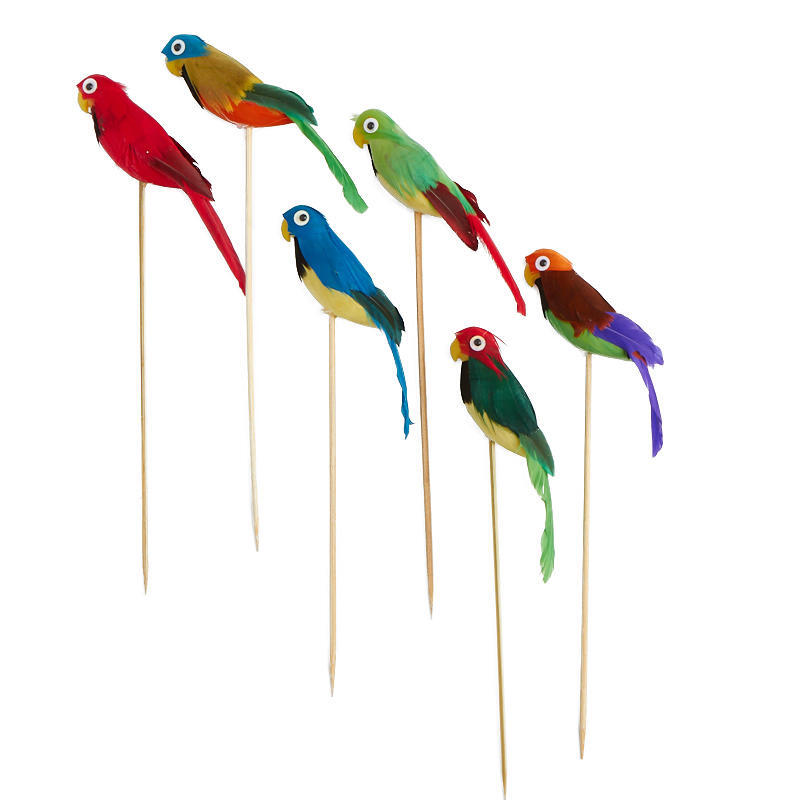 Set of 1 2 Assorted Artificial Parakeet 6-1/2″ Picks