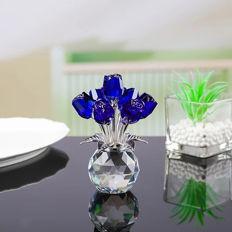 Eternal Crystal Rose Gift Artificial Glass Rose Bouquet Valentine Anniversary