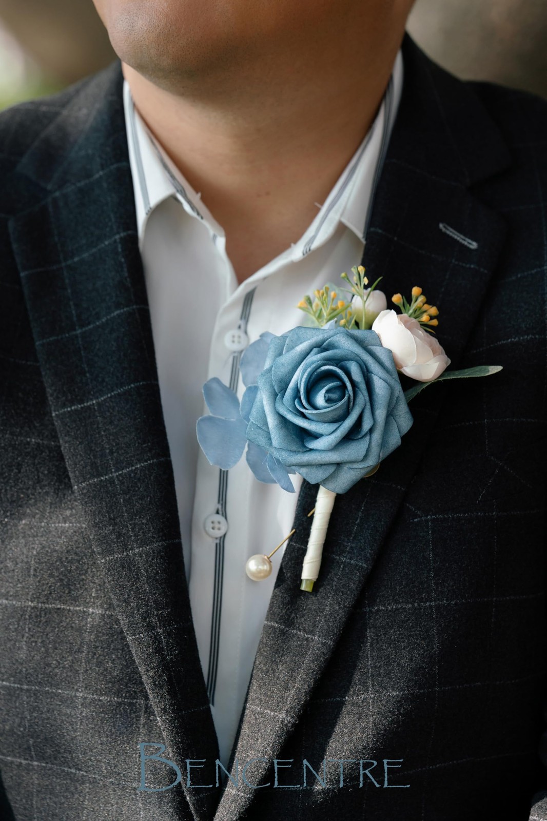 Dusty Blue Boutonniere Groom Groomsmen Wedding Anniversary Prom Party 6 PCS