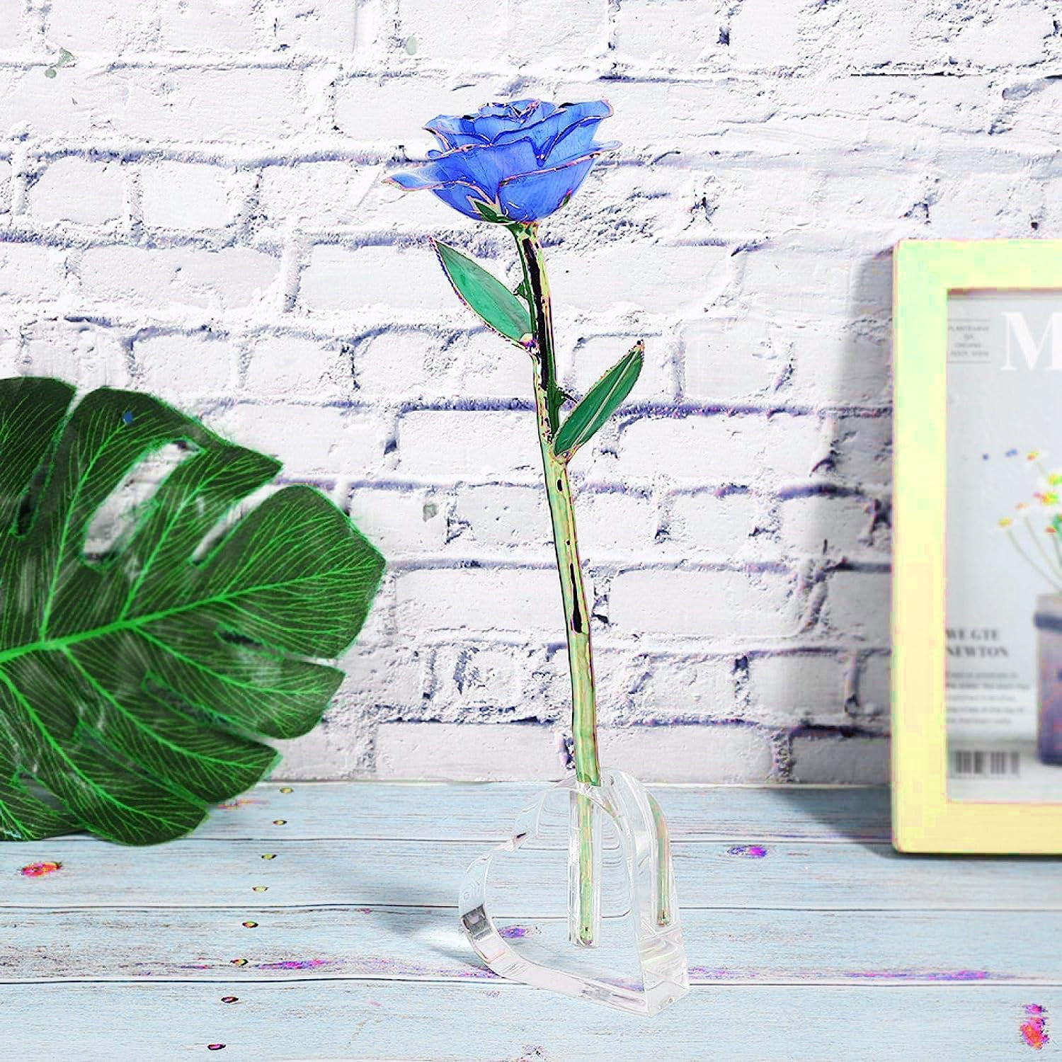 Rose Transparent Display Stand Heart Shaped Acrylic Rose Base Decoration for Sin