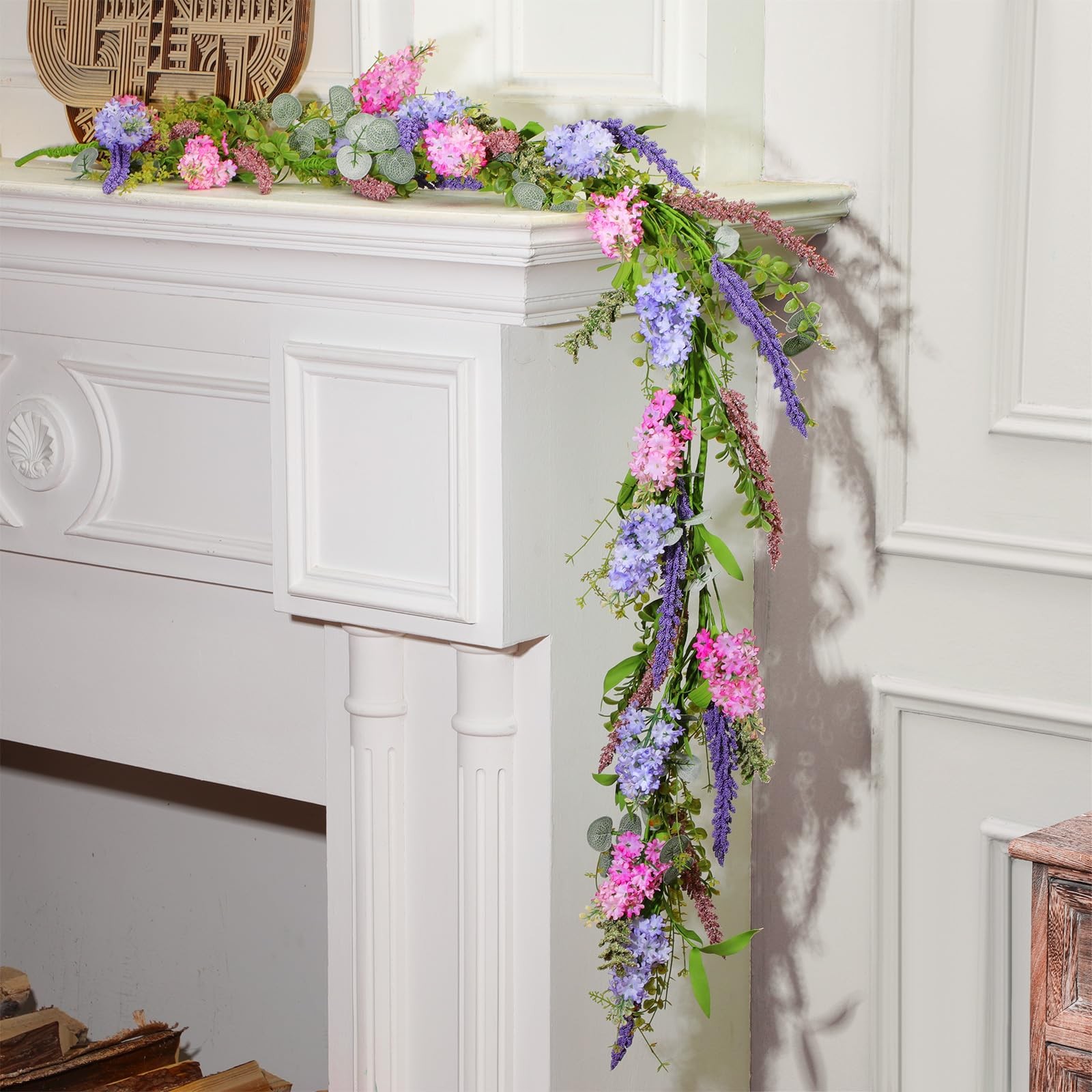 1 Pcs 6 ft Artificial Flower Garland with Lilac and Lavender Purple Pink Flow…