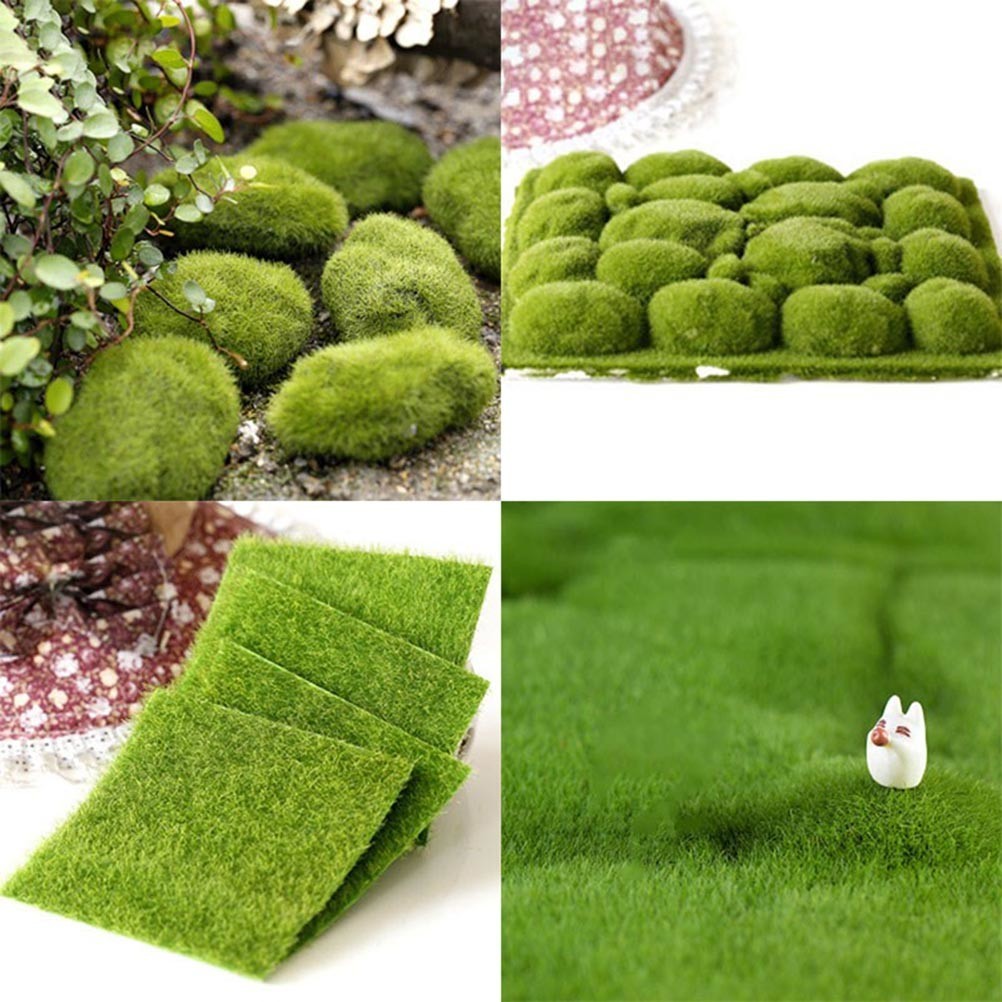 6Pcs Reusable Simulation Lawn Moss Green Artificial Grass Miniature Ornament