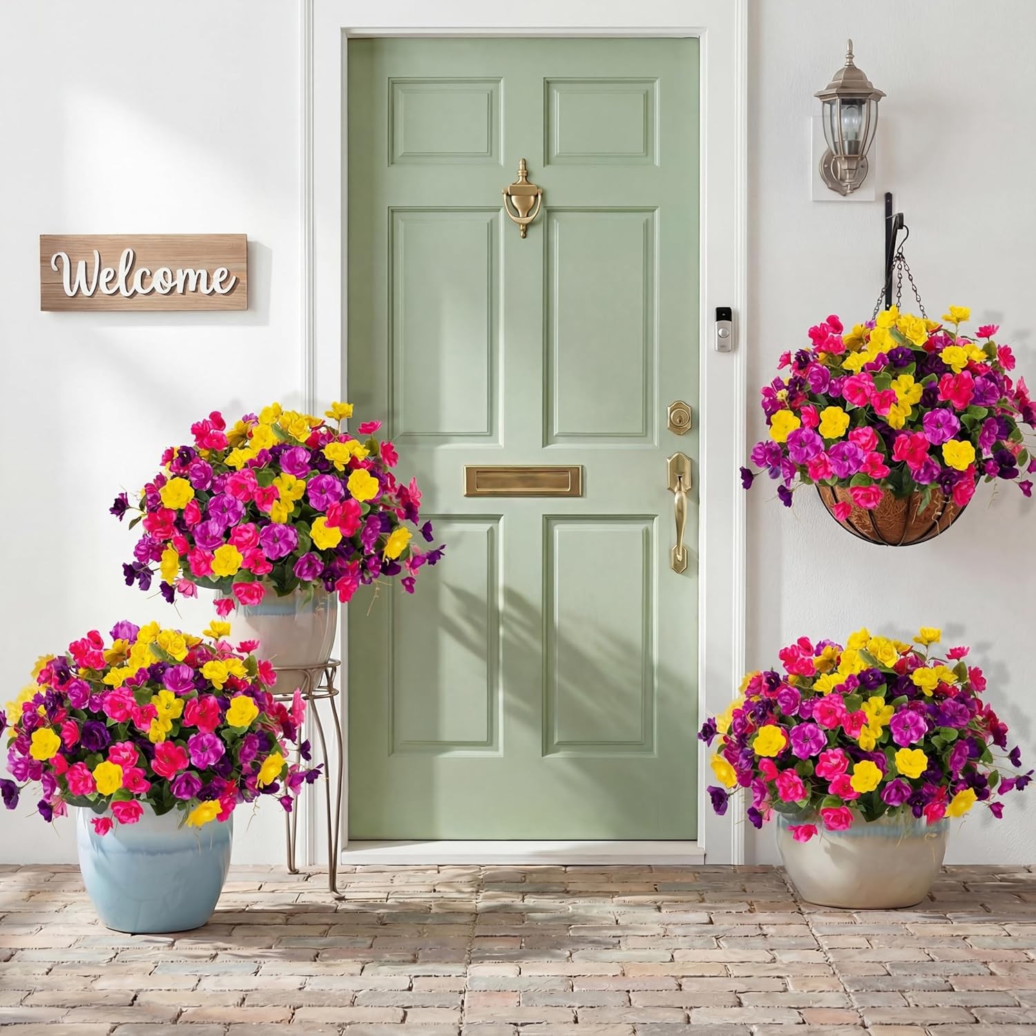 Artificial Flowers for Outdoors, 6 Bundles Multicolor Silk Fake Hibiscus Flowers