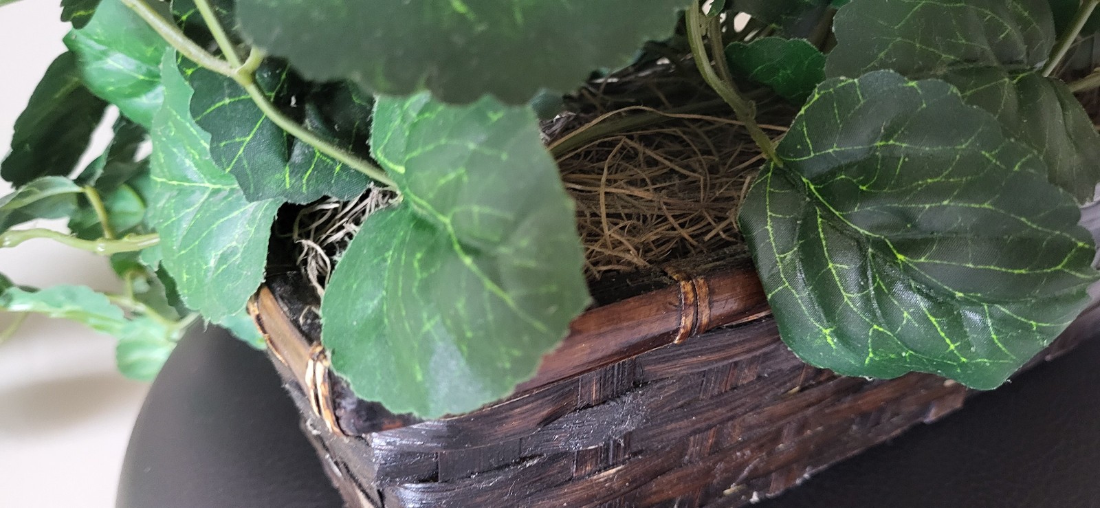Indoor Artificial Ivy Silk Ledge Plant w/ Rectangle Basket 15″ — Set of 2